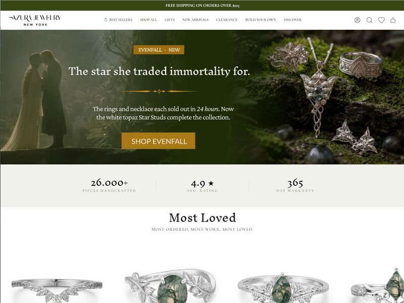 Azura Jewelry online store selling natural jewelry