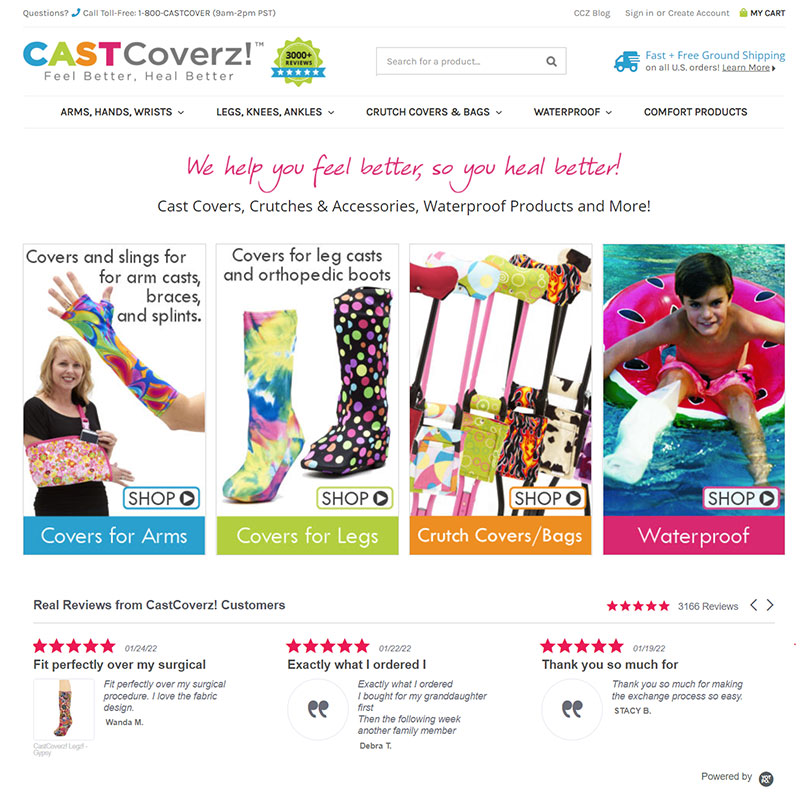 CastCoverz online store selling cast covers and orthopedic accessories
