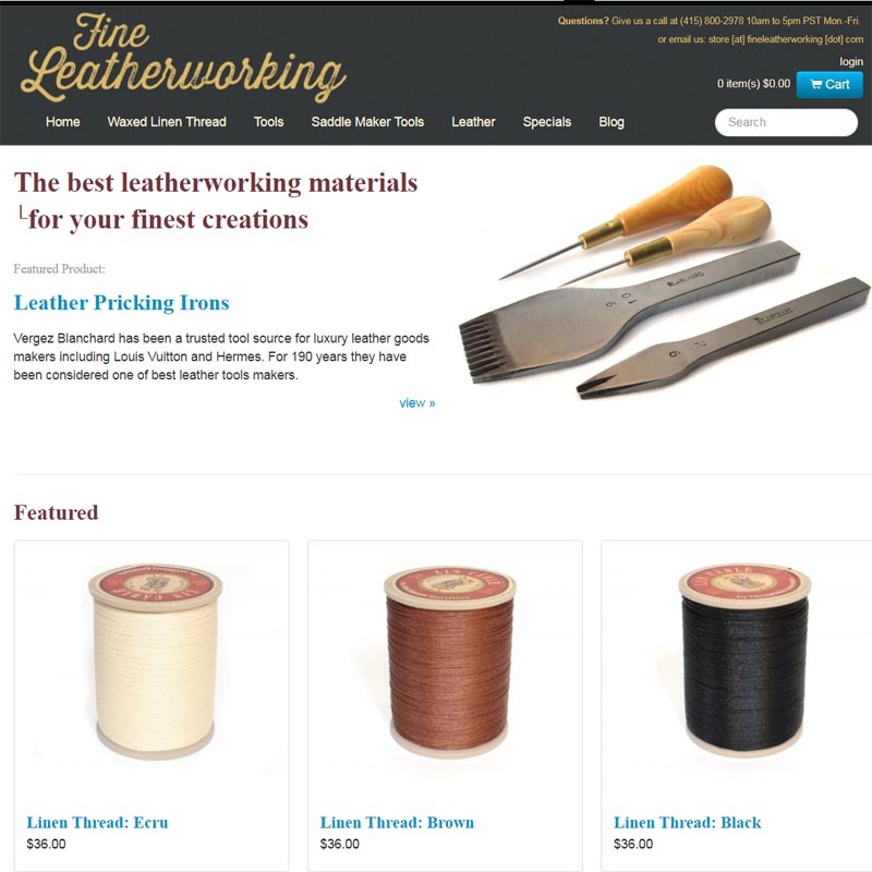 Fine Leatherworking online store selling leather working supplies