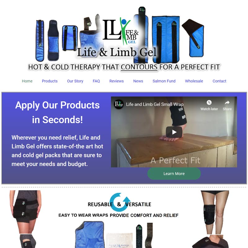 Life and Limb Gel online store selling hot and cold therapy packs