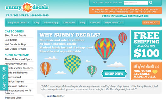 Sunny Decals online store selling fabric wall decals