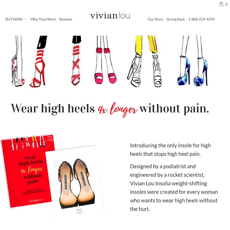 Vivian Lou online store selling high heel insoles